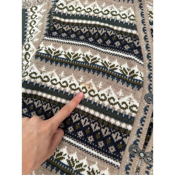 Vintage carolina colours womens plus 22 wool pattern cardigan knit sweater brown - Picture 11 of 12